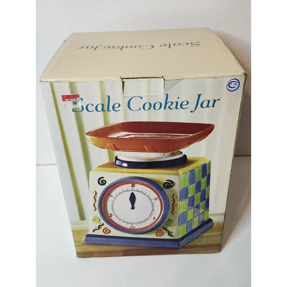 Vintage Bico produce scale cookie, candy, treat jar made in China 9.5